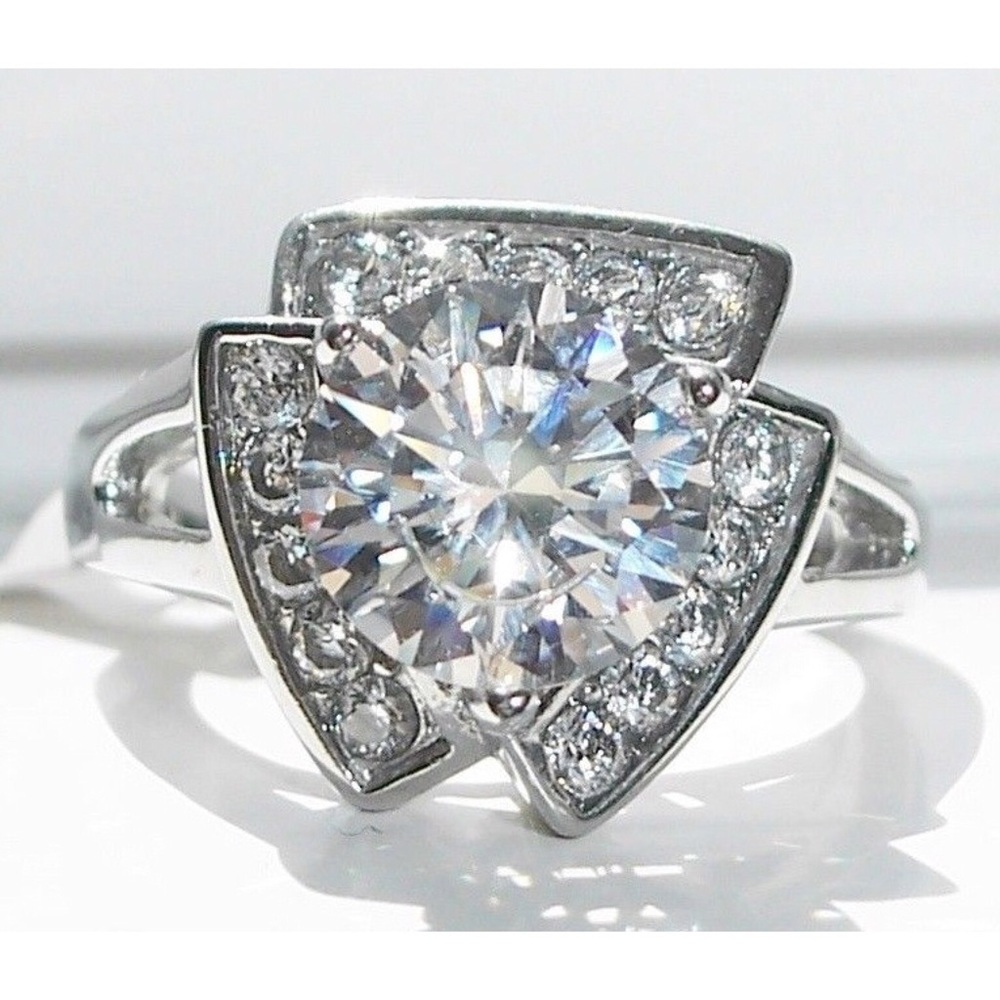 STAINLESS STEEL 2.5 Carat Round Cut Cubic Zirconia Ring - Picture 3 of 14